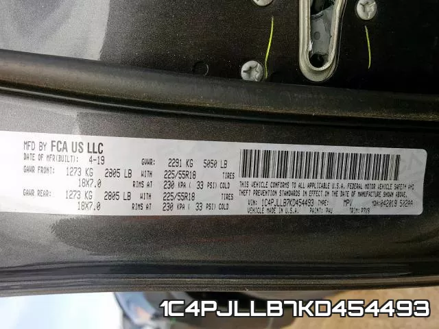 1C4PJLLB7KD454493 фото 2