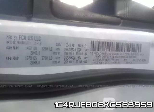 1C4RJFBG6KC563959 фото 9