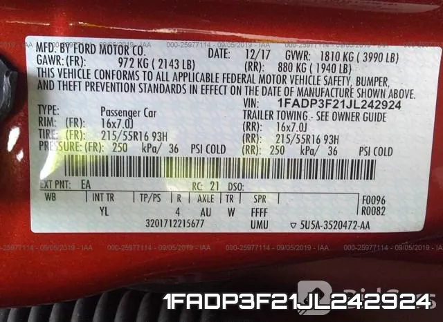 1FADP3F21JL242924 фото 10