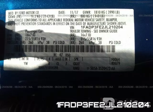 1FADP3FE2JL210204 фото 9