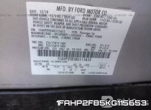 1FAHP2F85KG115653 фото 9