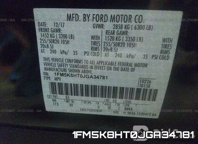 1FM5K8HT0JGA34781 фото 9