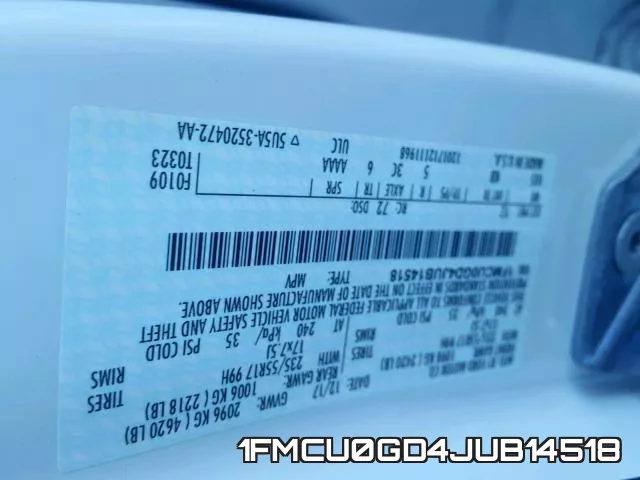 1FMCU0GD4JUB14518 фото 2