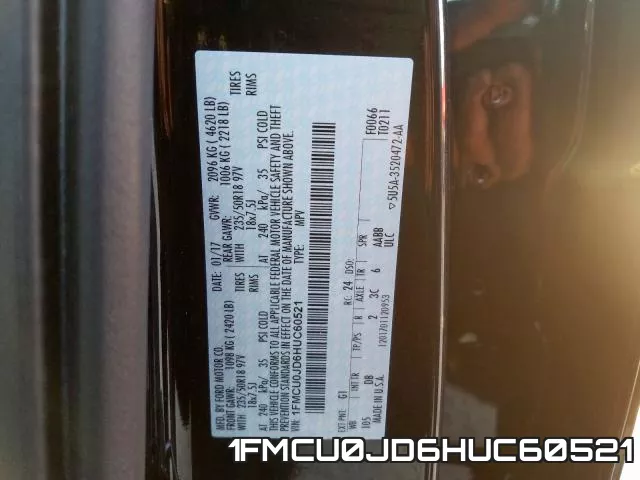 1FMCU0JD6HUC60521 фото 2