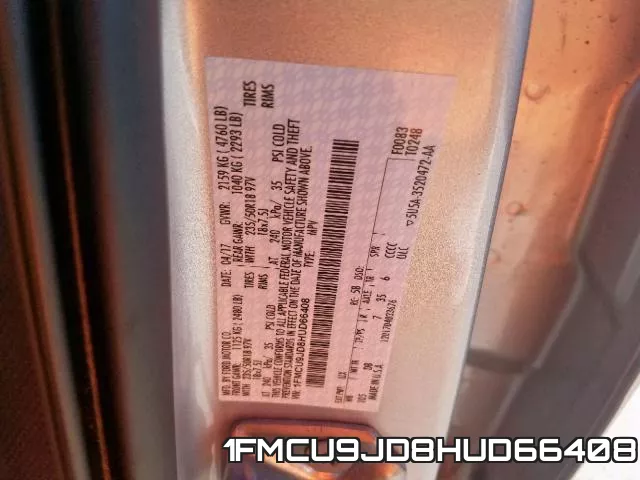 1FMCU9JD8HUD66408 фото 2
