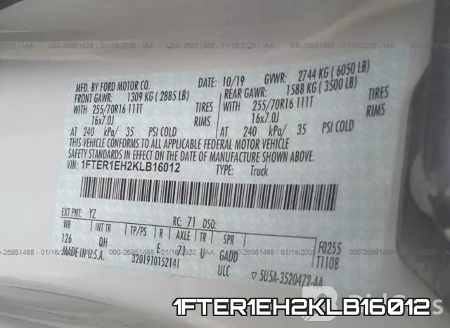 1FTER1EH2KLB16012 фото 10