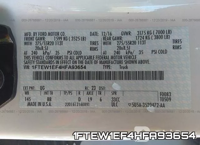 1FTEW1EF4HFA93654 фото 8