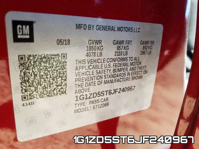 1G1ZD5ST6JF240967 фото 2