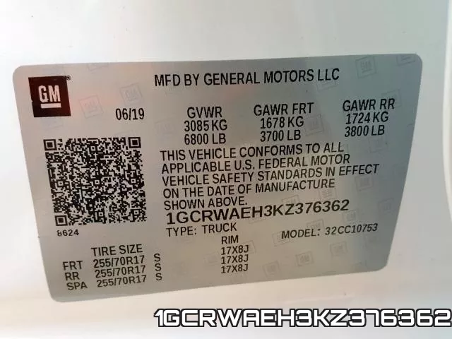 1GCRWAEH3KZ376362 фото 2