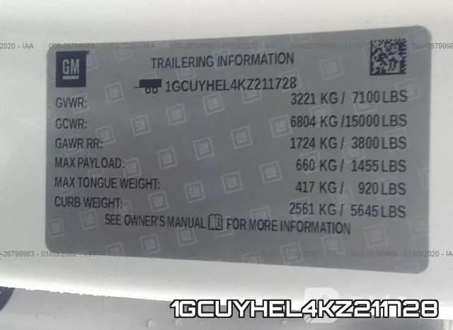 1GCUYHEL4KZ211728 фото 8