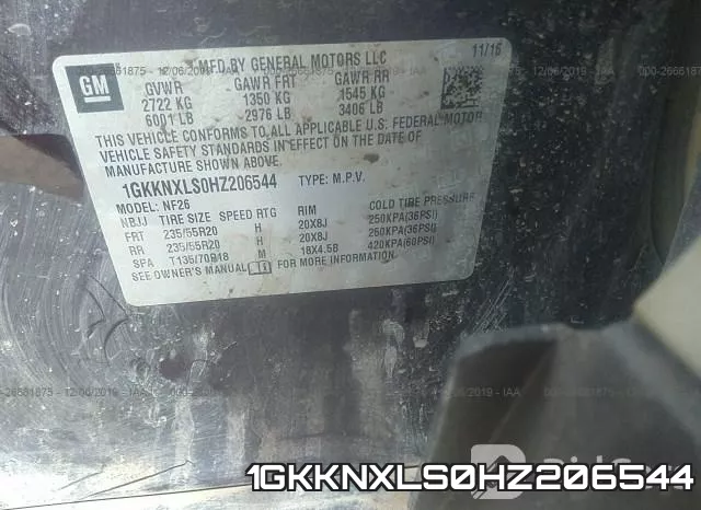 1GKKNXLS0HZ206544 фото 9