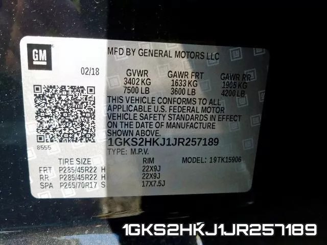 1GKS2HKJ1JR257189 фото 2