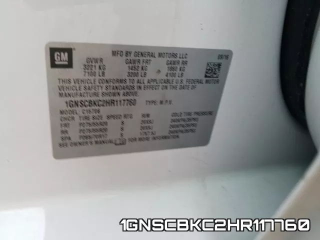 1GNSCBKC2HR117760 фото 2