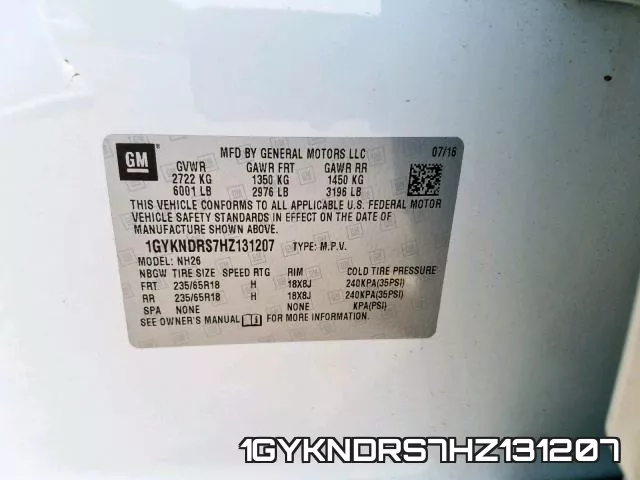1GYKNDRS7HZ131207 фото 2