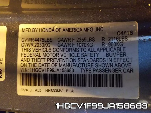 1HGCV1F99JA158683 фото 2