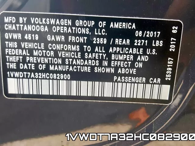 1VWDT7A32HC082900 фото 2