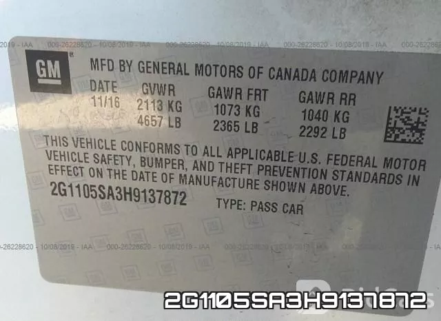 2G1105SA3H9137872 фото 7