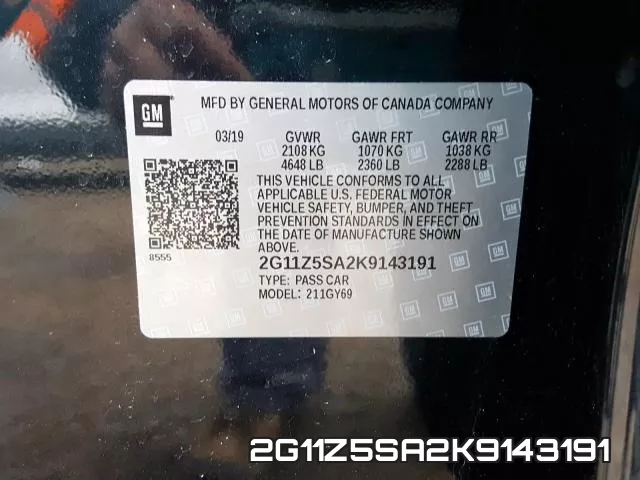2G11Z5SA2K9143191 фото 2