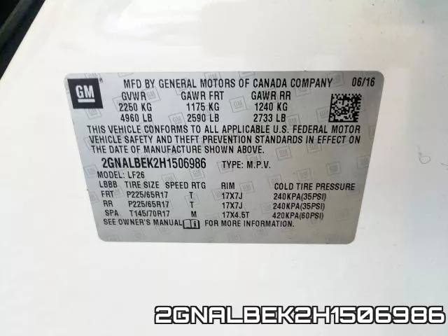 2GNALBEK2H1506986 фото 2