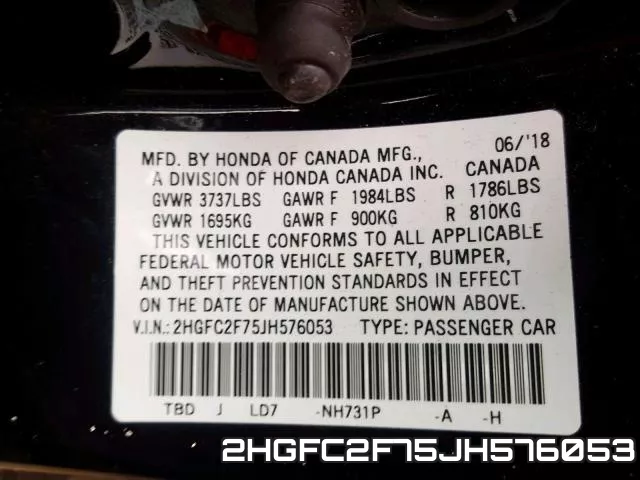 2HGFC2F75JH576053 фото 2