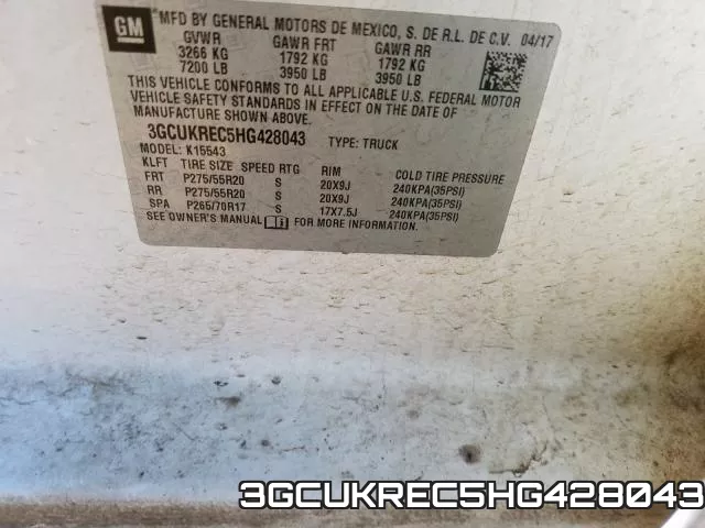 3GCUKREC5HG428043 фото 2