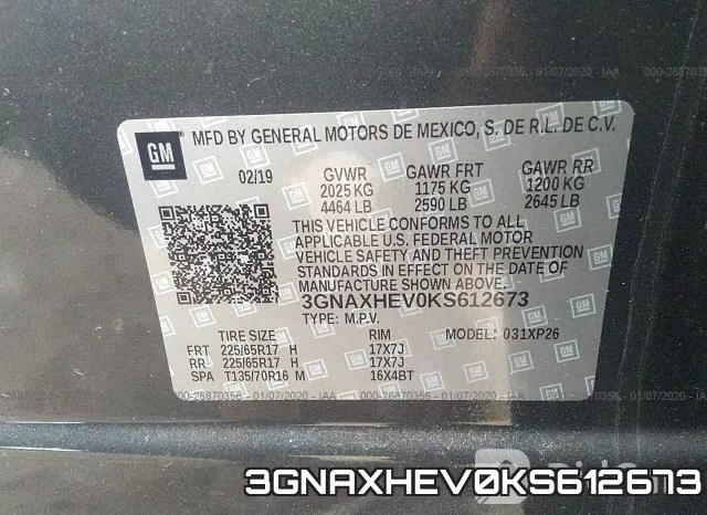 3GNAXHEV0KS612673 фото 7