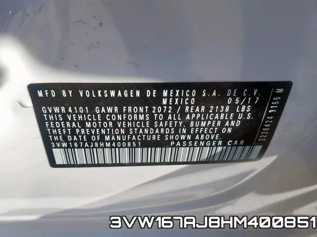 3VW167AJ8HM400851 фото 2