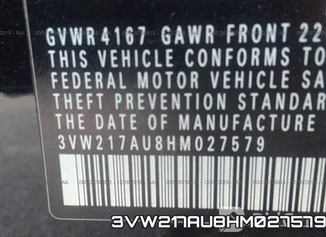 3VW217AU8HM027579 фото 8