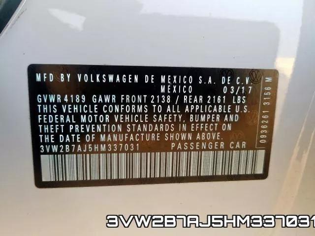 3VW2B7AJ5HM337031 фото 2