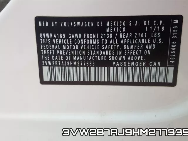 3VW2B7AJ9HM277335 фото 2