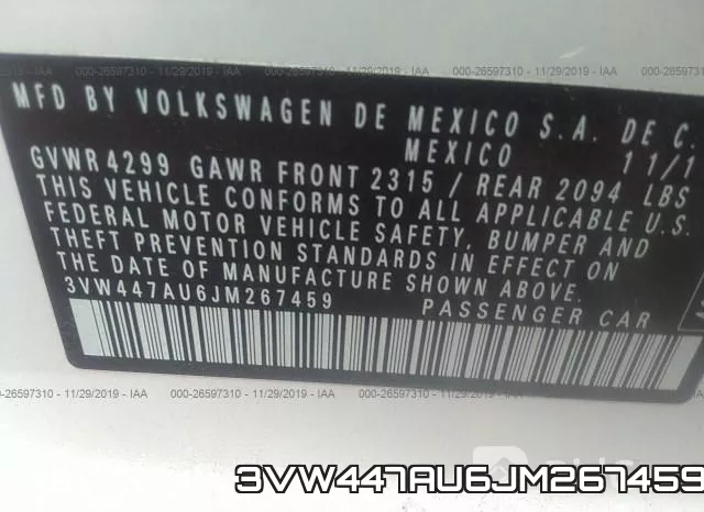 3VW447AU6JM267459 фото 8
