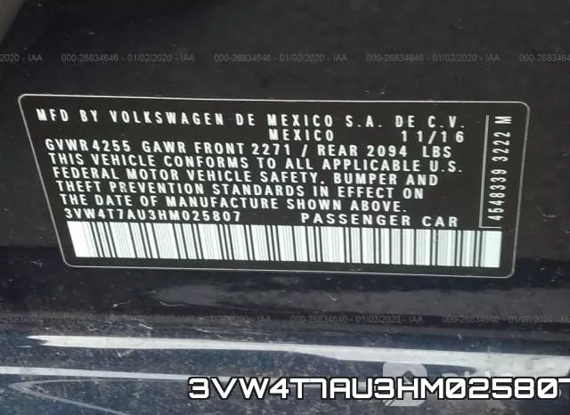 3VW4T7AU3HM025807 фото 8