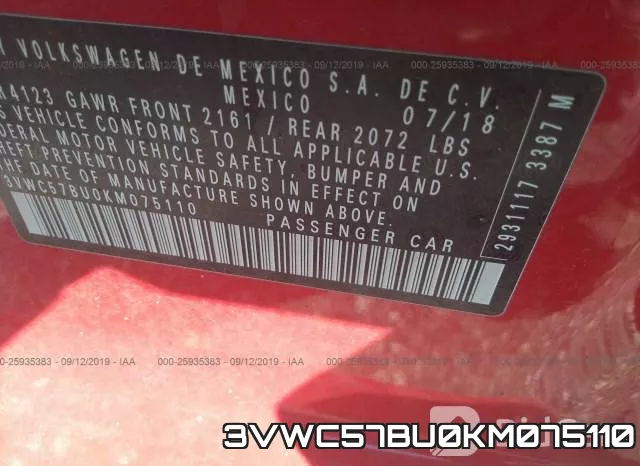 3VWC57BU0KM075110 фото 9