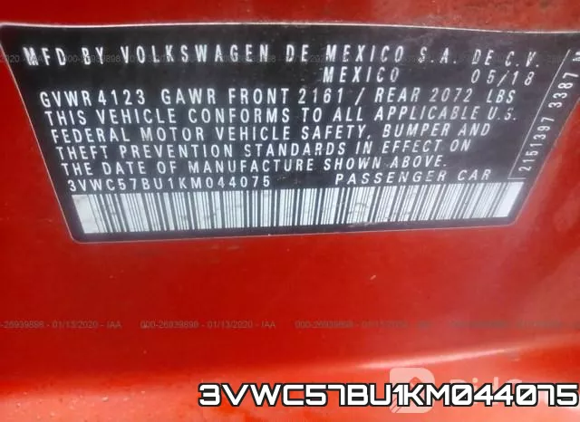3VWC57BU1KM044075 фото 8