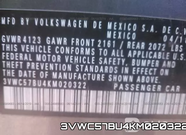 3VWC57BU4KM020322 фото 6