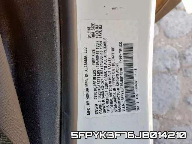 5FPYK3F76JB014210 фото 2