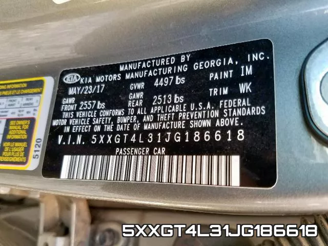 5XXGT4L31JG186618 фото 2