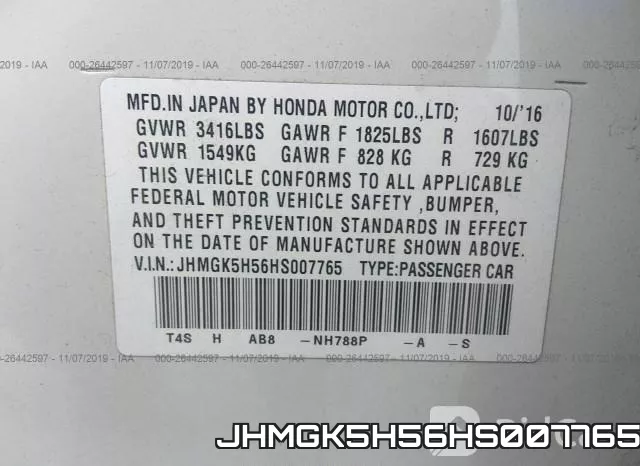 JHMGK5H56HS007765 фото 10