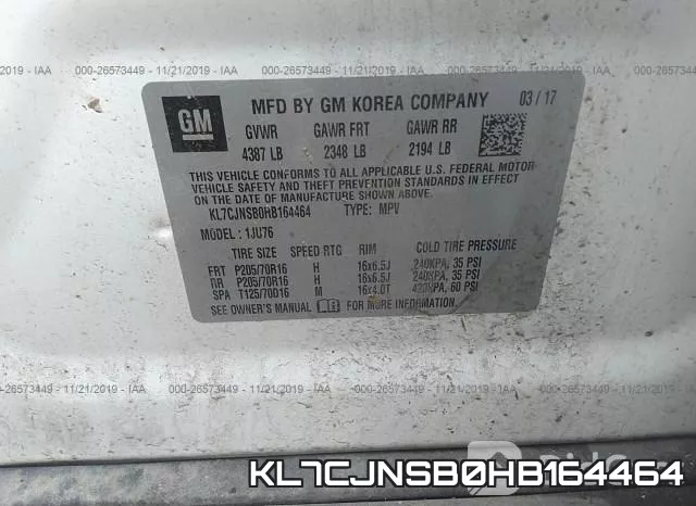 KL7CJNSB0HB164464 фото 9