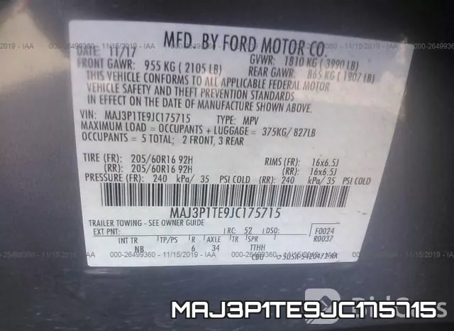 MAJ3P1TE9JC175715 фото 9
