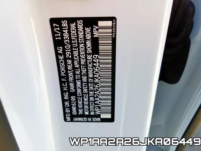 WP1AA2A26JKA06449 фото 2