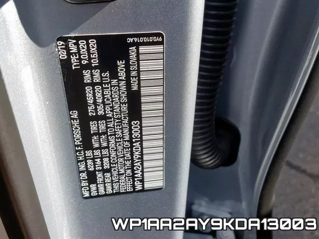 WP1AA2AY9KDA13003 фото 2