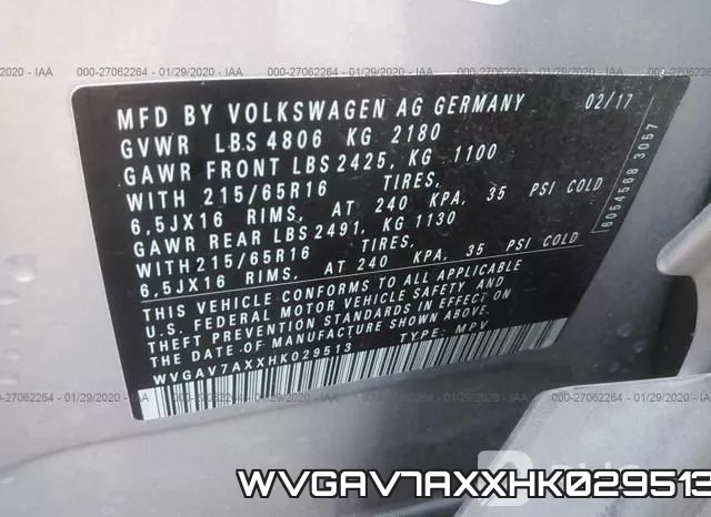 WVGAV7AXXHK029513 фото 8