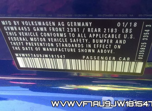 WVWVF7AU9JW181547 фото 6