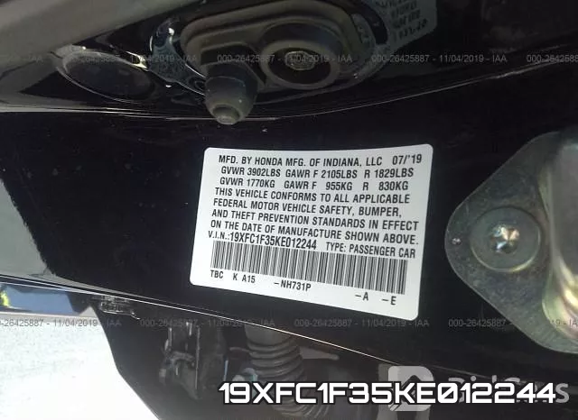 19XFC1F35KE012244 фото 7
