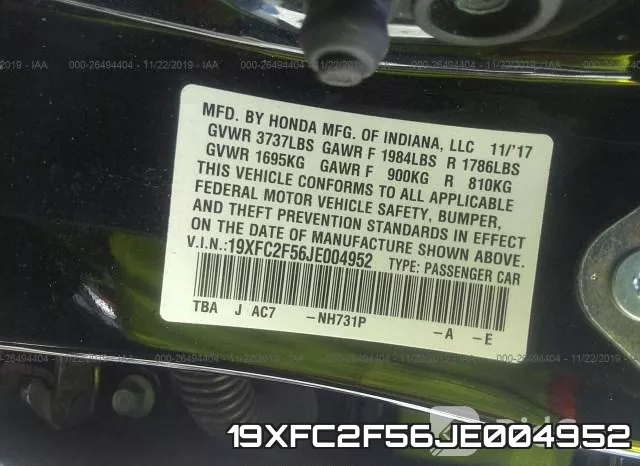 19XFC2F56JE004952 фото 9
