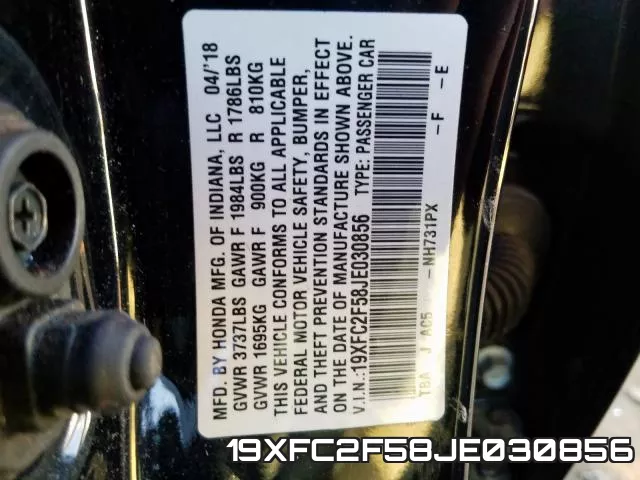 19XFC2F58JE030856 фото 2