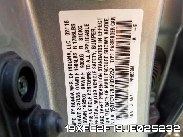 19XFC2F79JE025232 фото 2