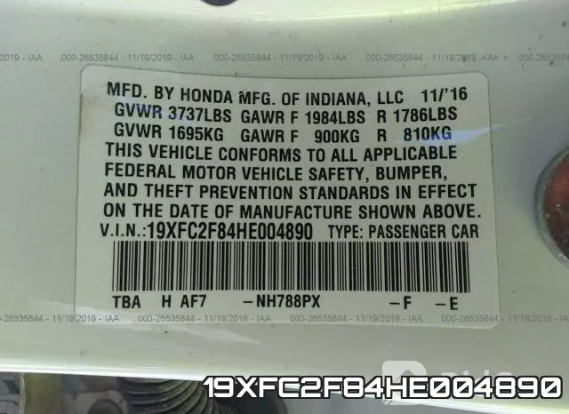 19XFC2F84HE004890 фото 8