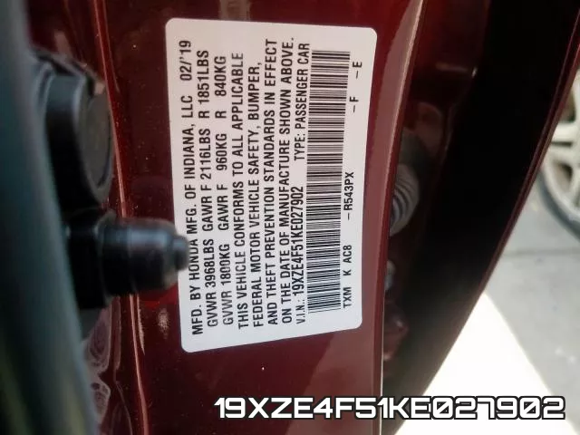 19XZE4F51KE027902 фото 2